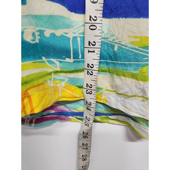 Vtg Jams World Women's Fish Pond Print Short Sleeve Shirt, Sz XL, In Multi. Flaw - Picture 6 of 13